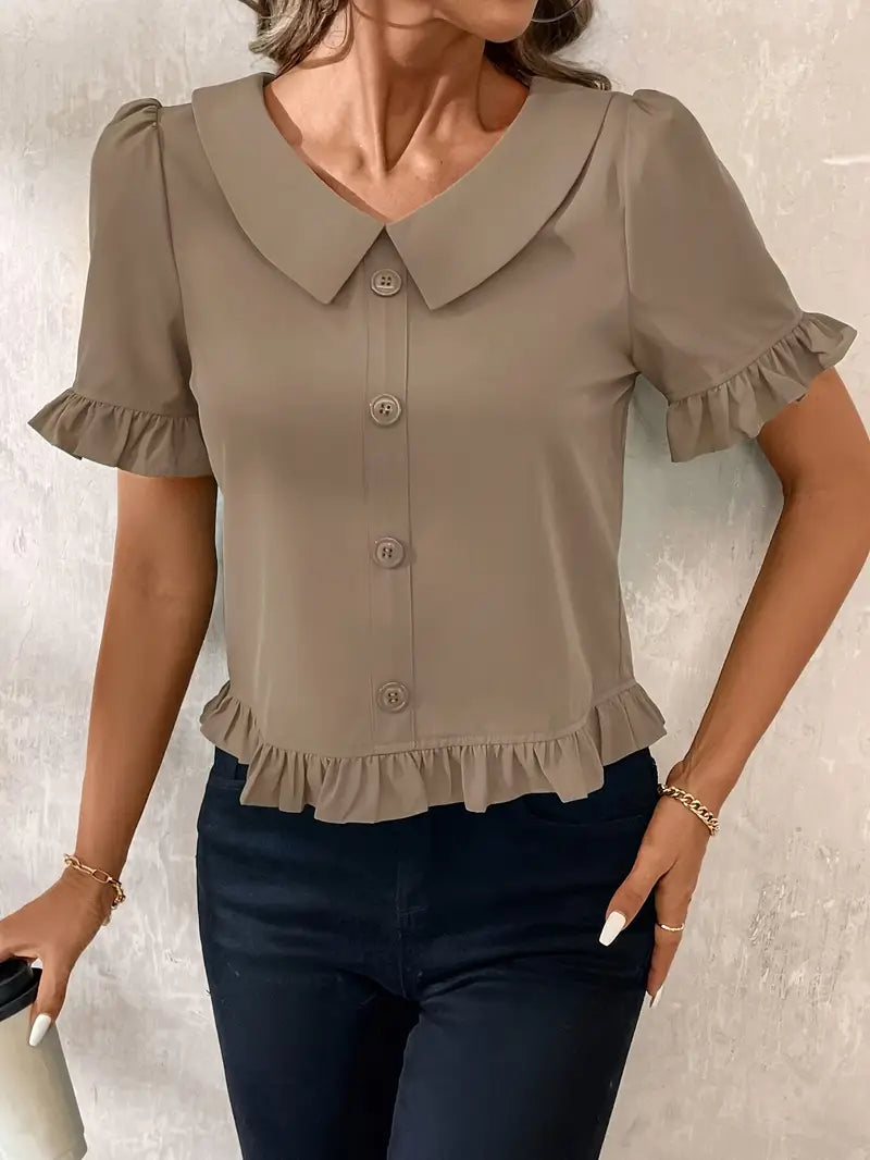 Clara | Ruffled Button-Front Blouse