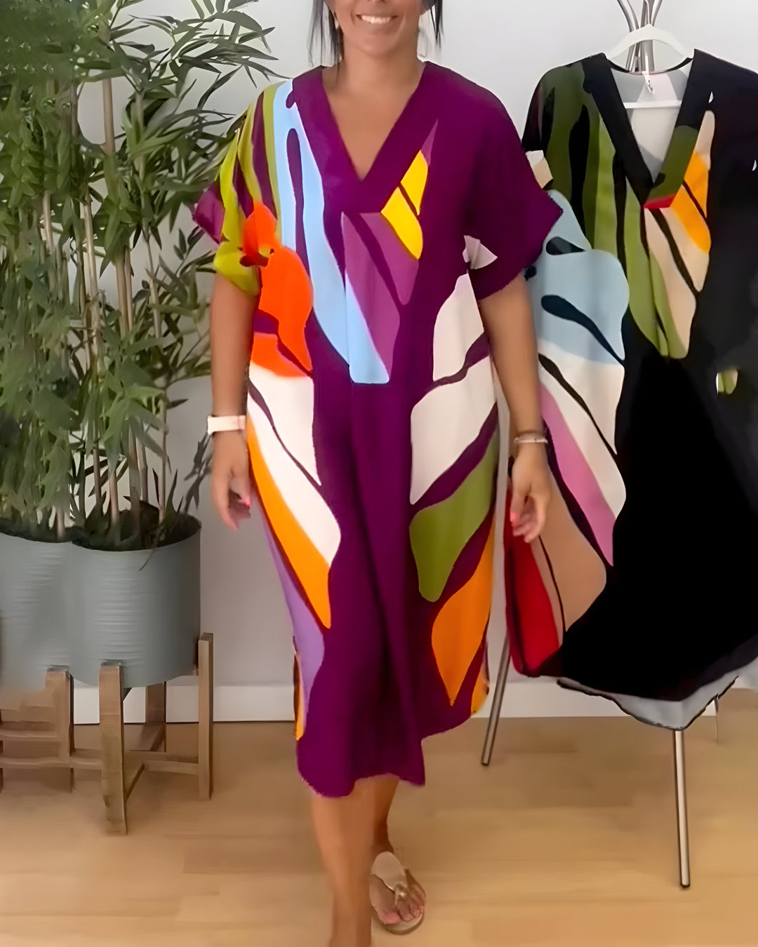 Vanessa | Abstract Print Midi Dress