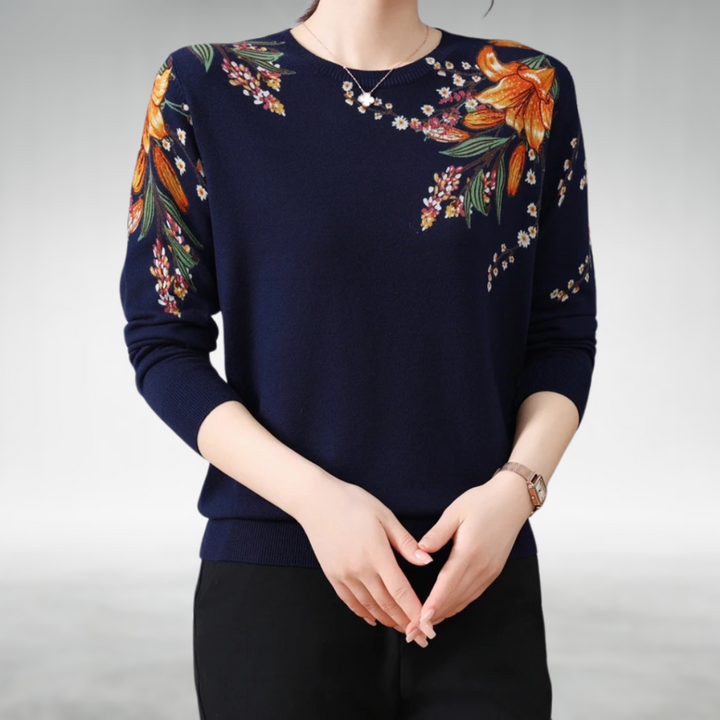 Lily | Floral Embroidered Knit Sweater