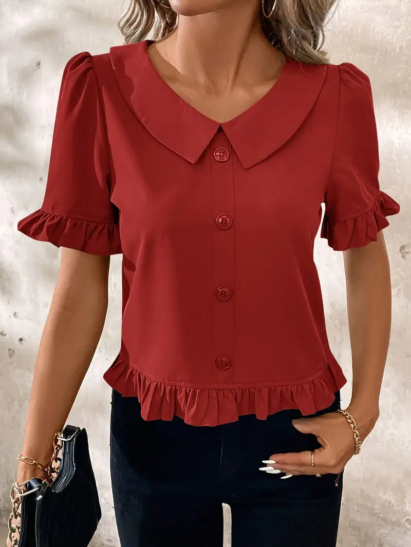 Clara | Ruffled Button-Front Blouse