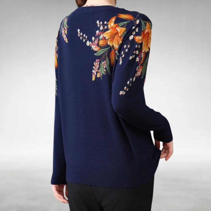 Lily | Floral Embroidered Knit Sweater