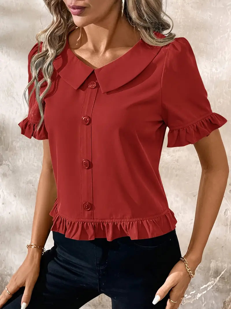 Clara | Ruffled Button-Front Blouse