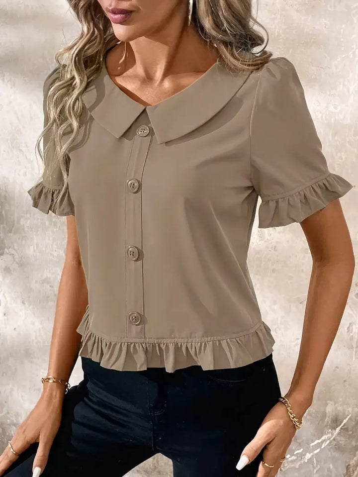 Clara | Ruffled Button-Front Blouse