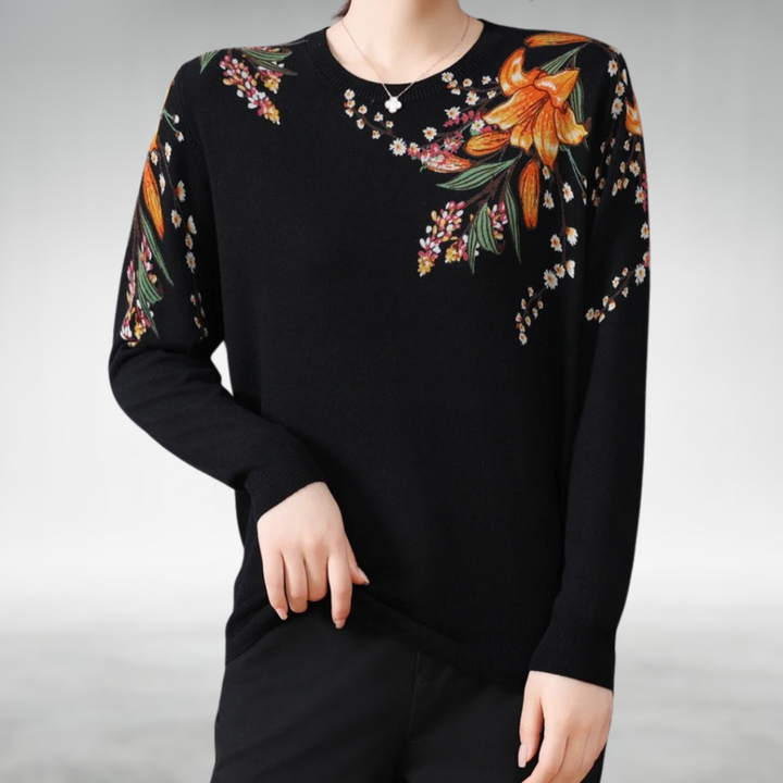 Lily | Floral Embroidered Knit Sweater