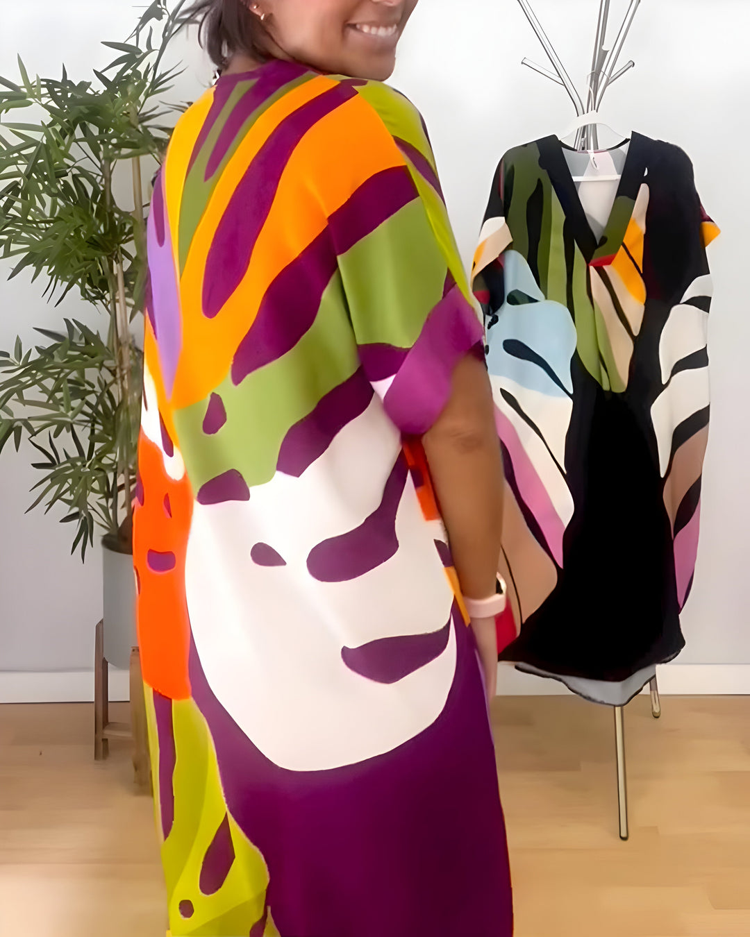 Vanessa | Abstract Print Midi Dress