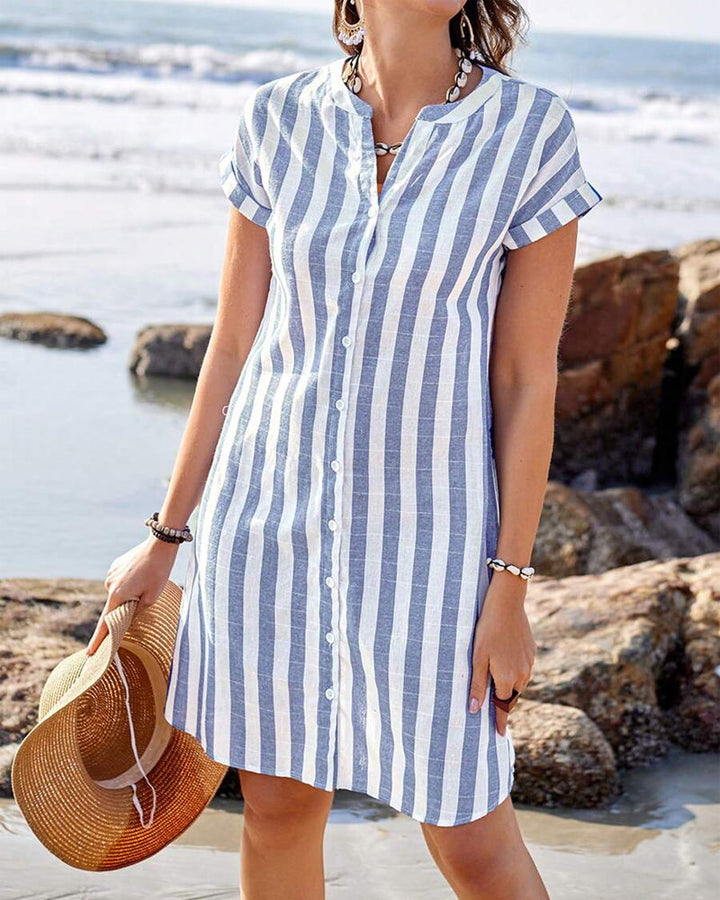 Julie | Coastal Striped Linen Dress