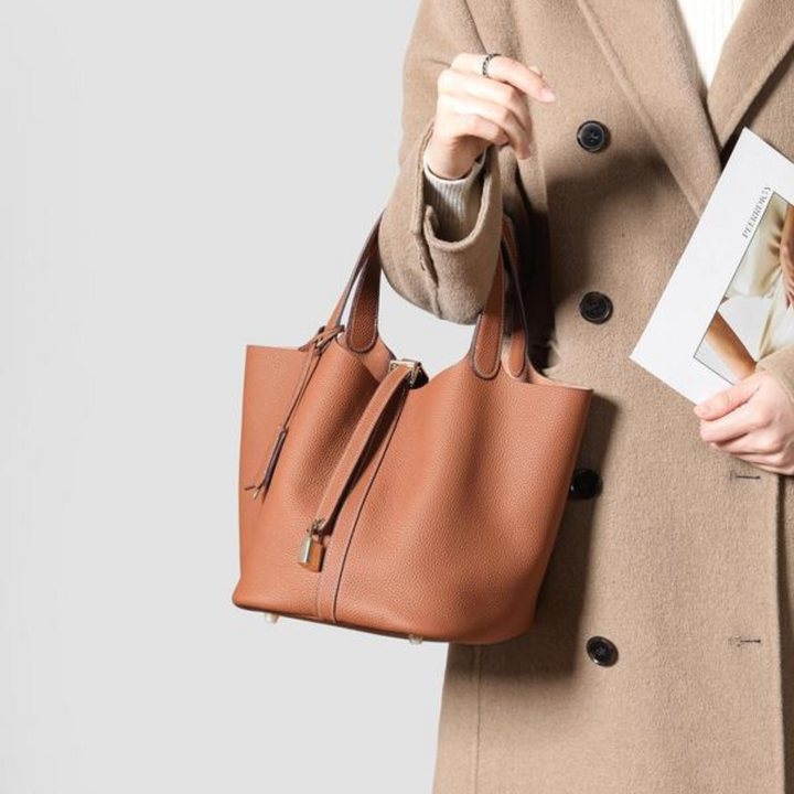 Kate | Elegant Pebbled Lock Tote