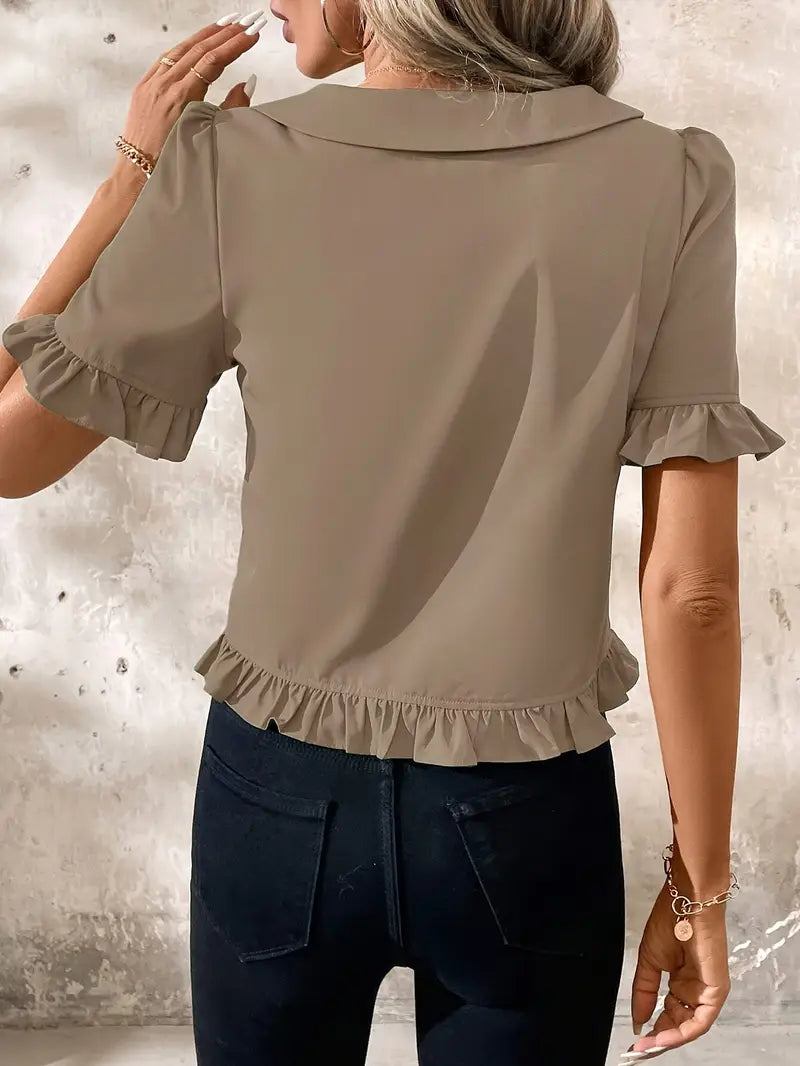 Clara | Ruffled Button-Front Blouse