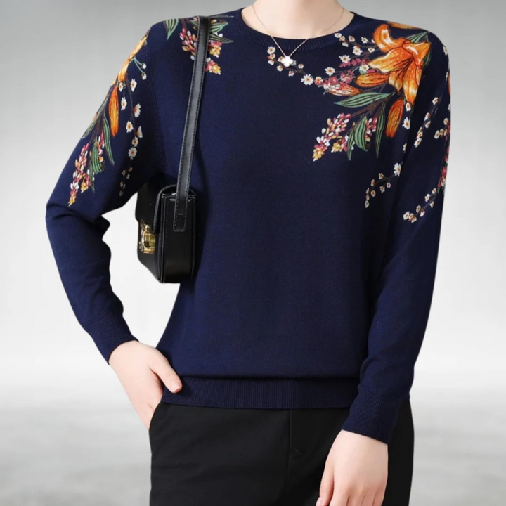Lily | Floral Embroidered Knit Sweater