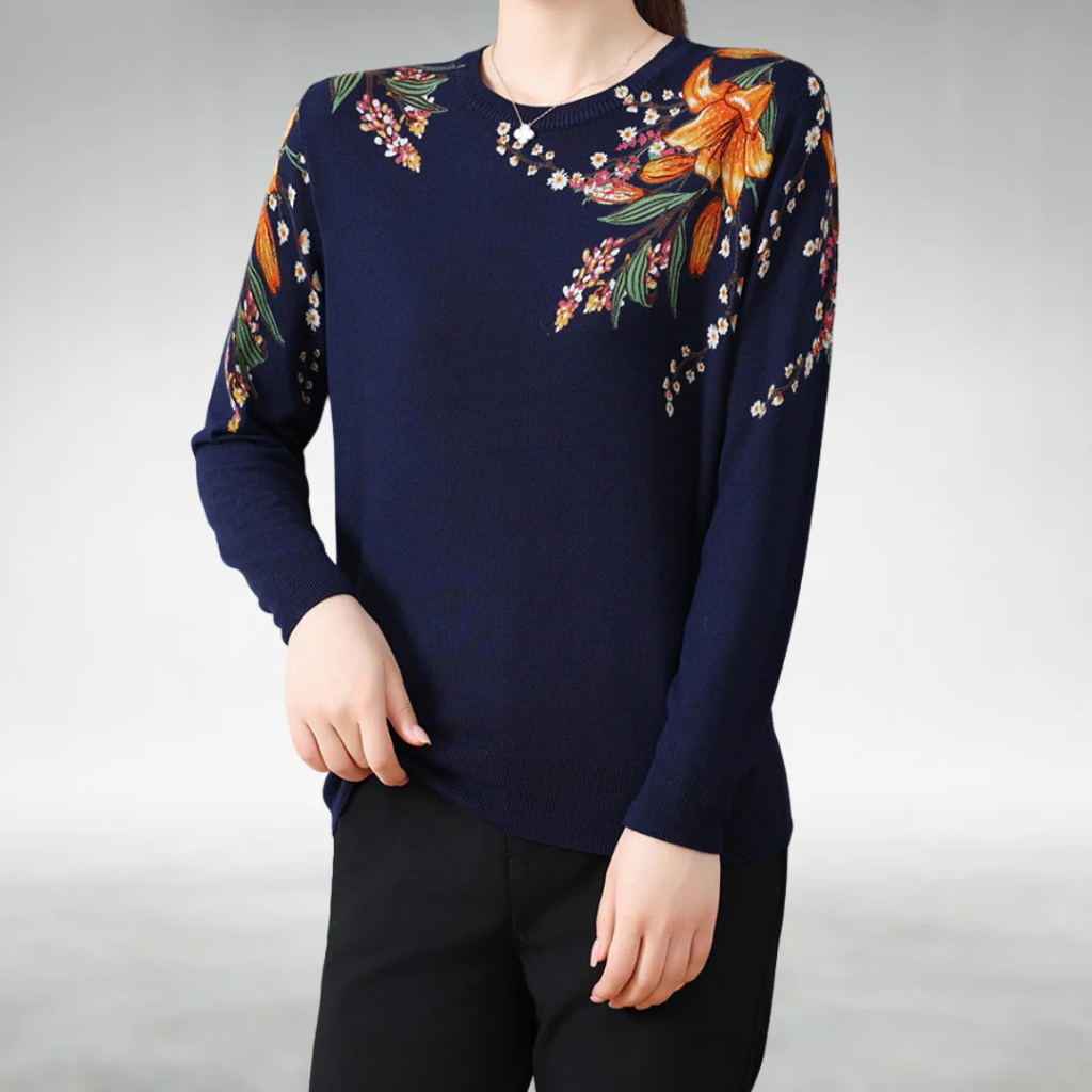 Lily | Floral Embroidered Knit Sweater