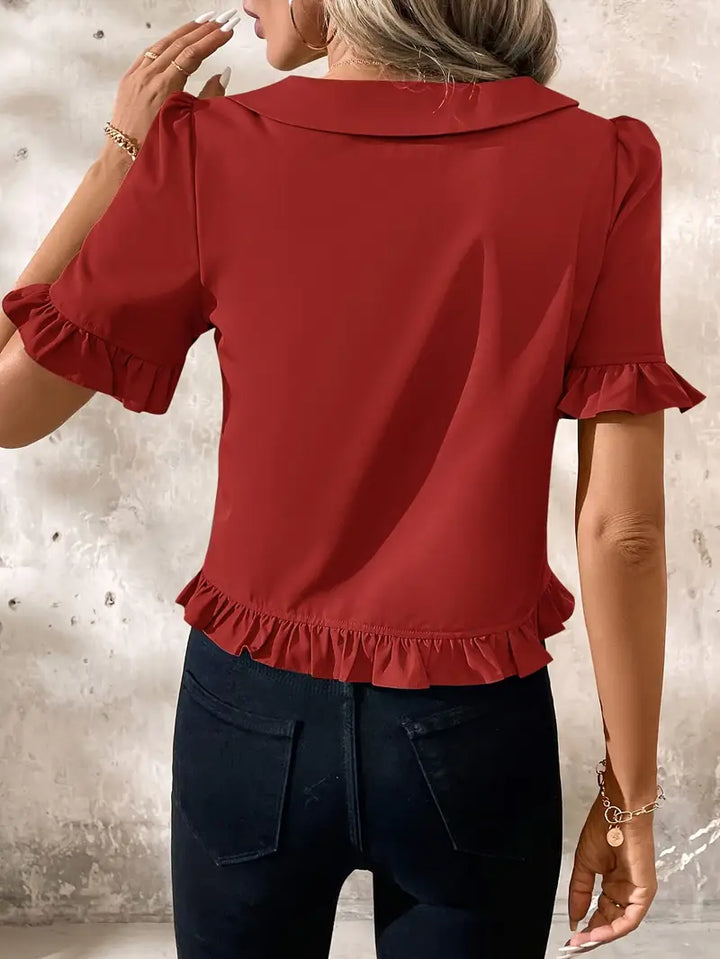 Clara | Ruffled Button-Front Blouse