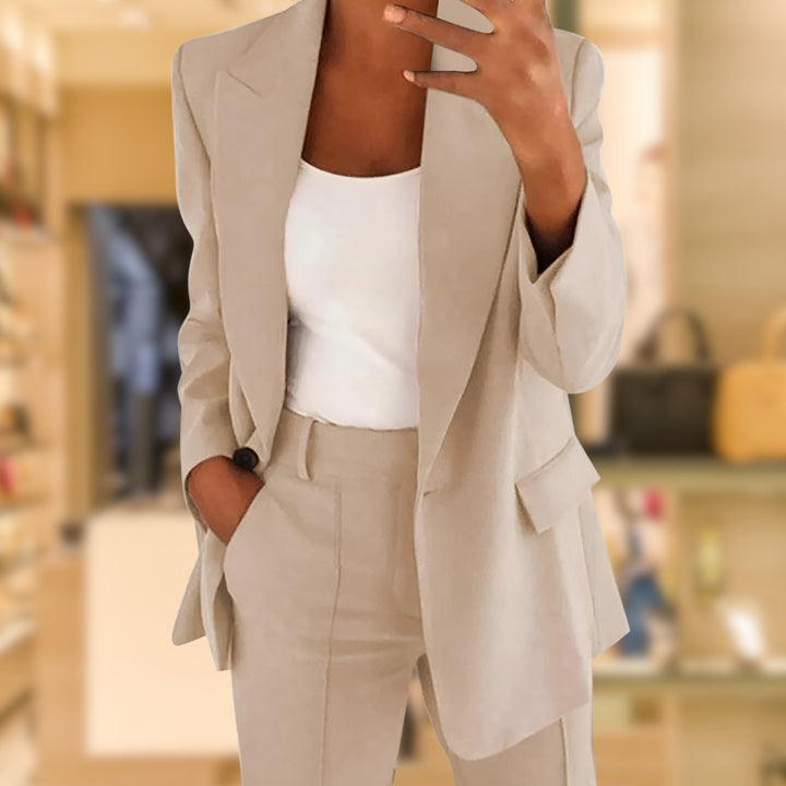 Sophia | Classic Neutral Tailored Pantsuit