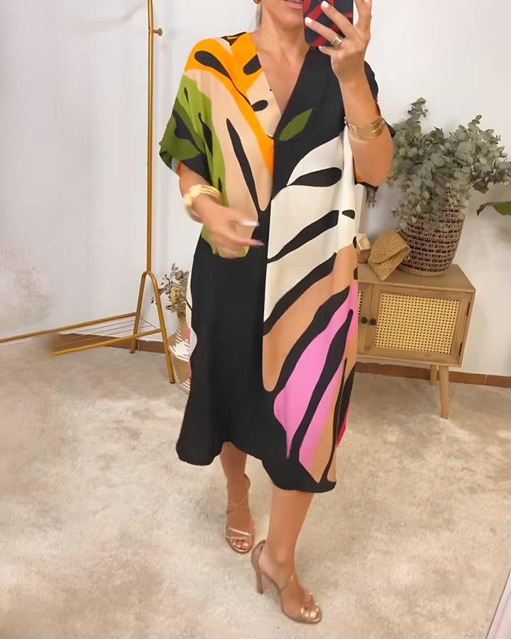 Vanessa | Abstract Print Midi Dress