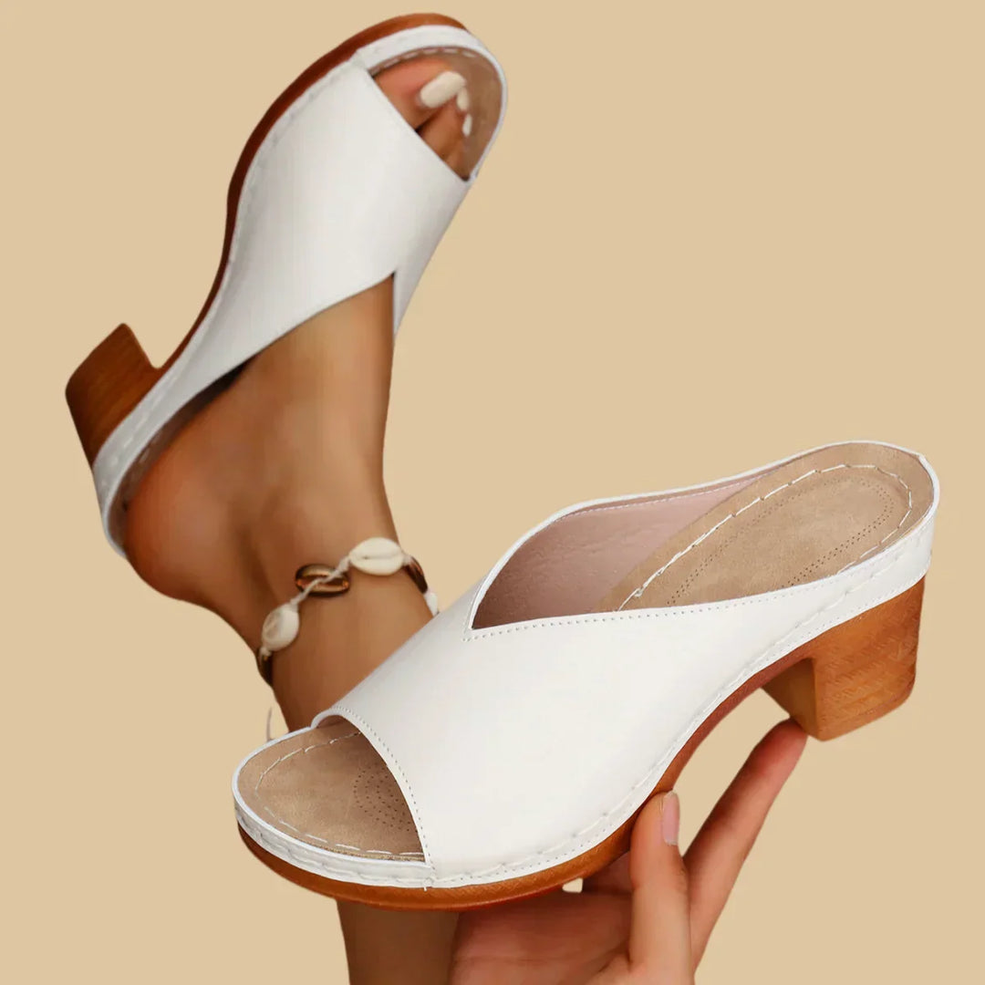 Elaine | Metallic Block Heel Mules