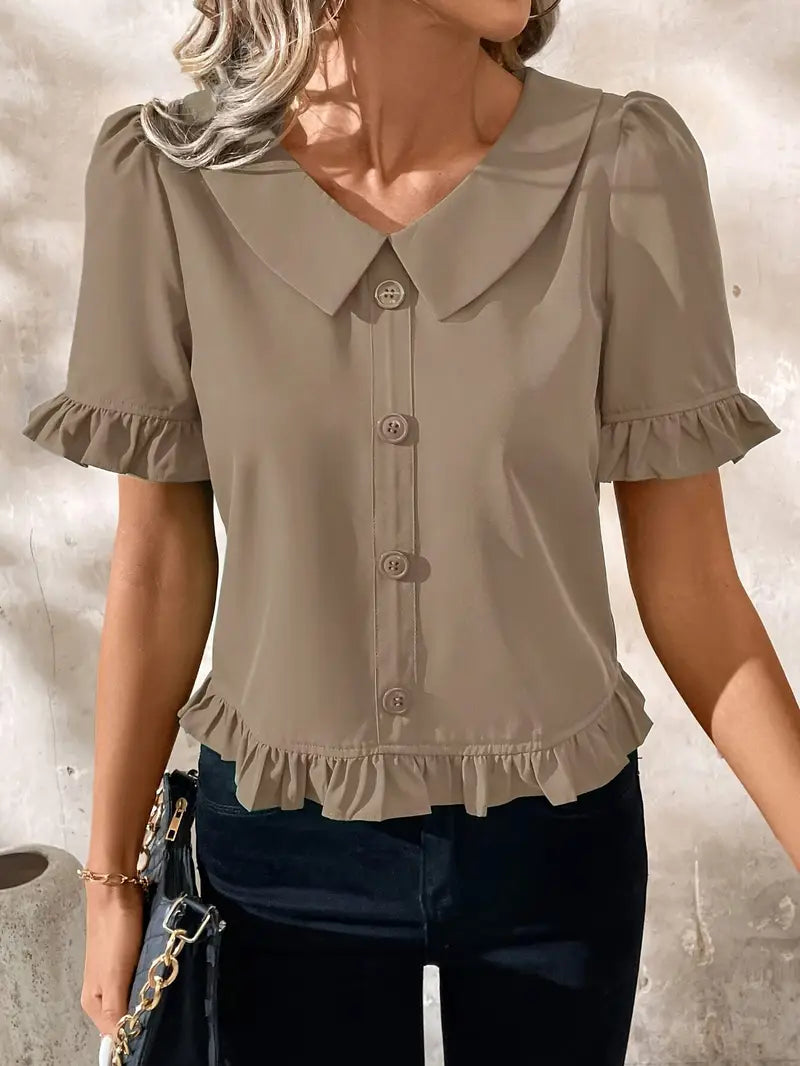 Clara | Ruffled Button-Front Blouse