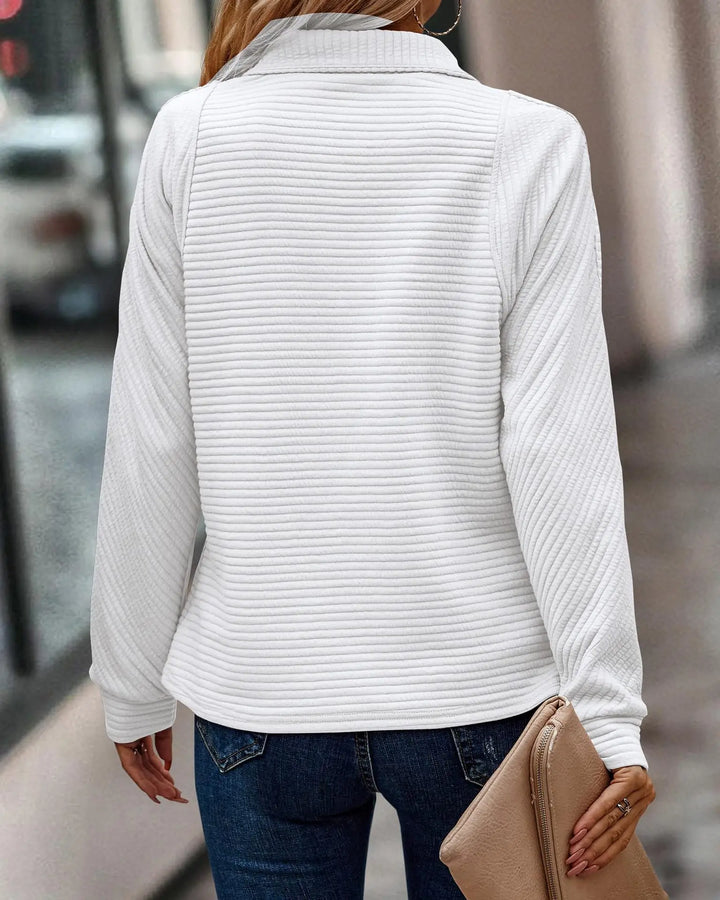 Melanie | Ribbed Zip Collar Sweatshirt