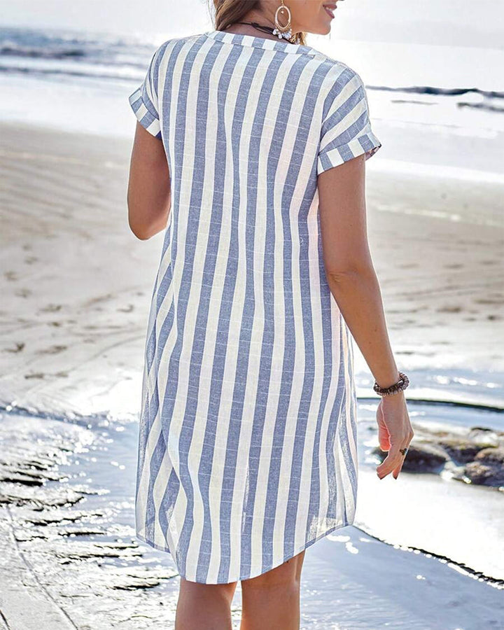 Julie | Coastal Striped Linen Dress