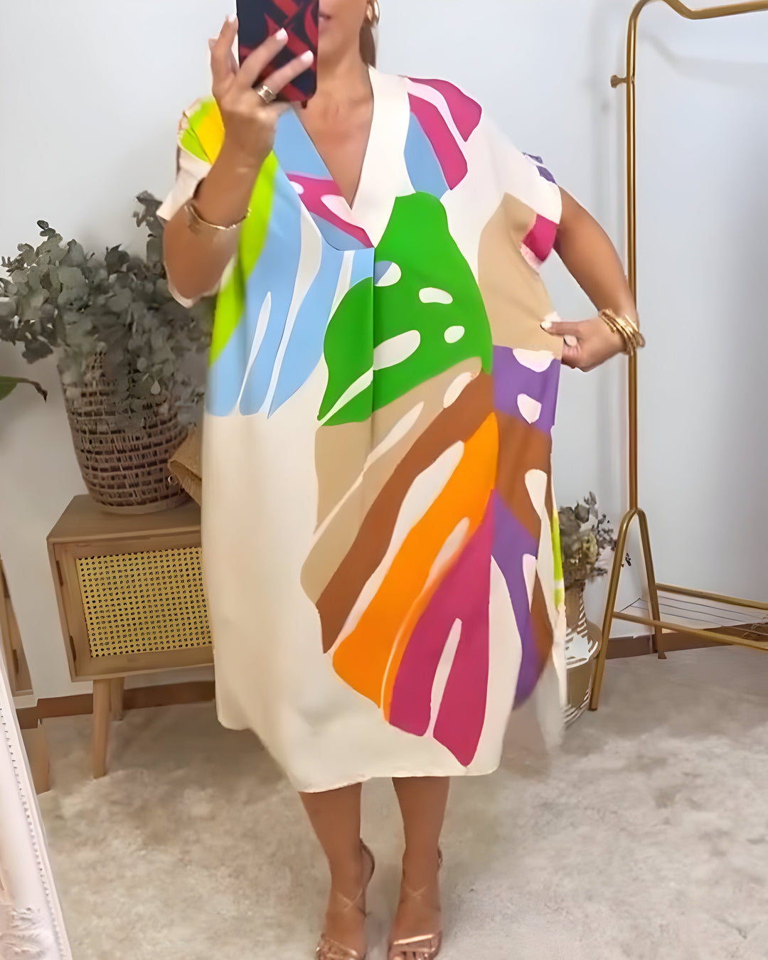 Vanessa | Abstract Print Midi Dress