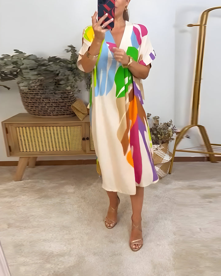 Vanessa | Abstract Print Midi Dress