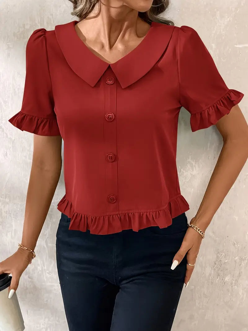 Clara | Ruffled Button-Front Blouse