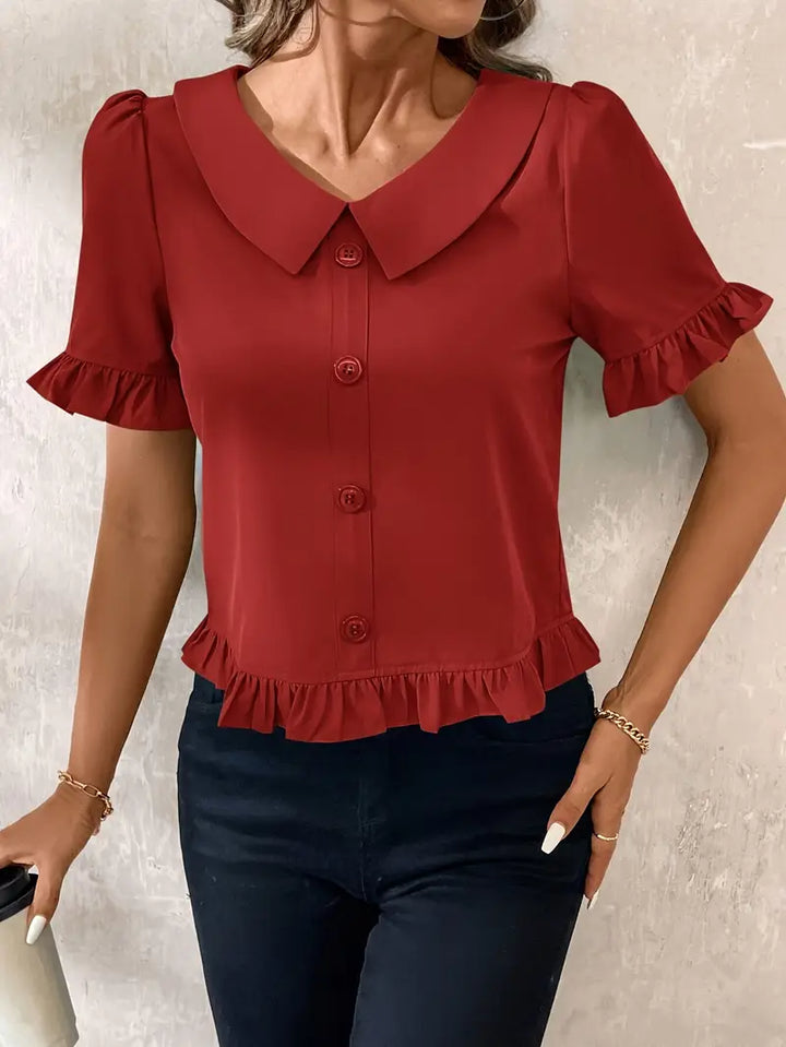 Clara | Ruffled Button-Front Blouse