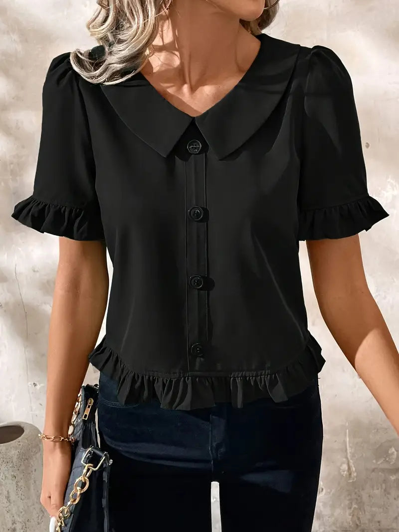 Clara | Ruffled Button-Front Blouse