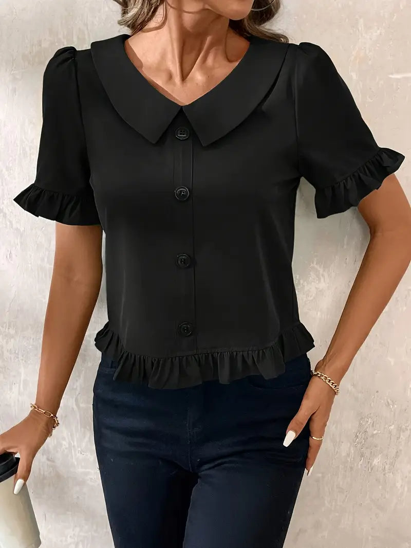 Clara | Ruffled Button-Front Blouse