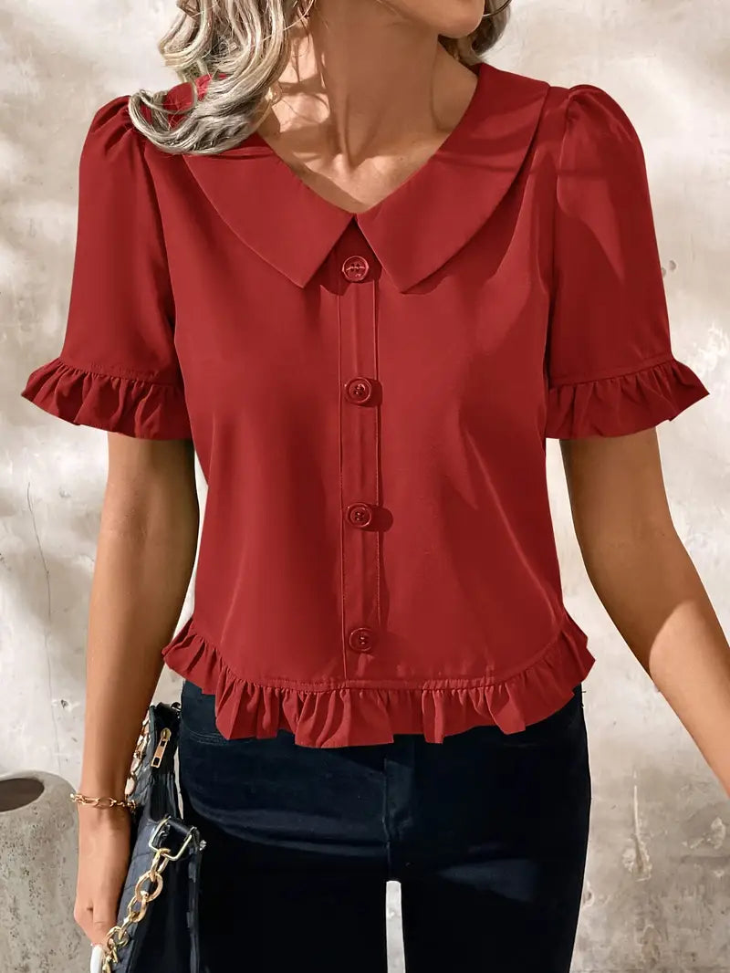 Clara | Ruffled Button-Front Blouse