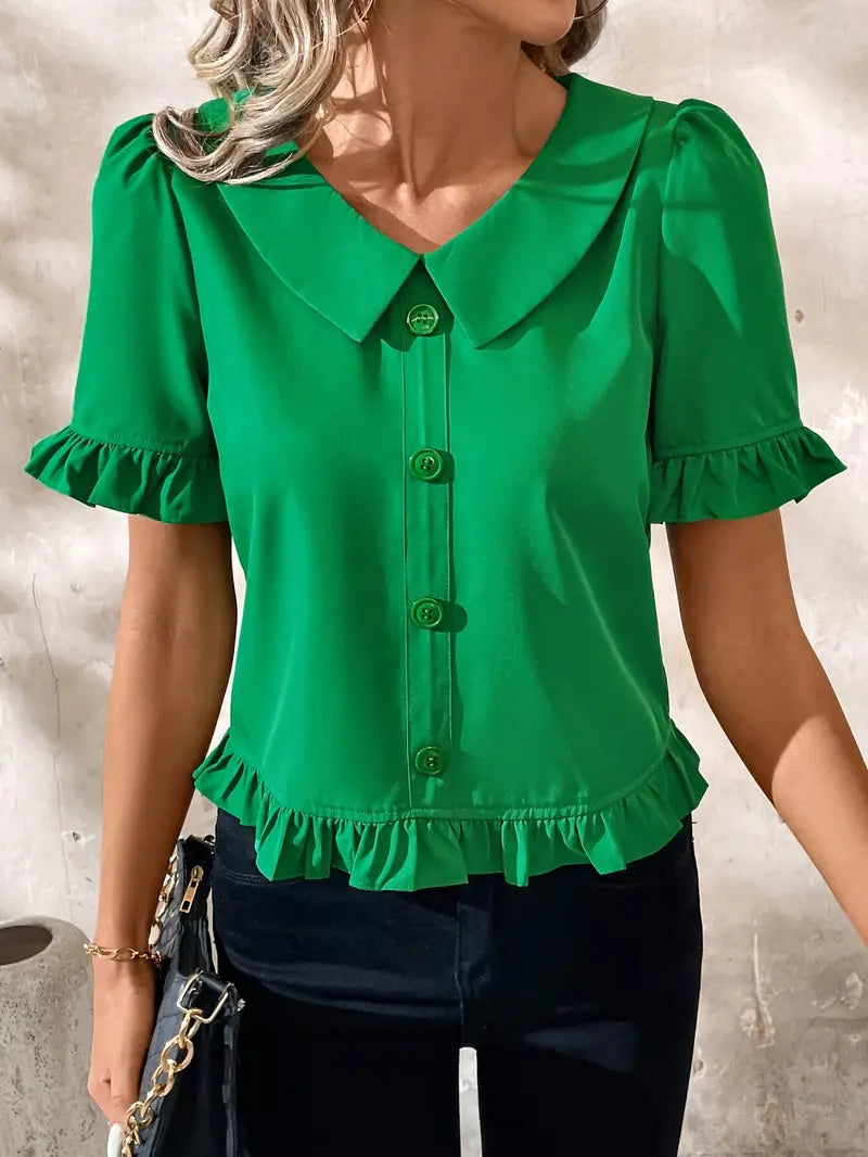 Clara | Ruffled Button-Front Blouse