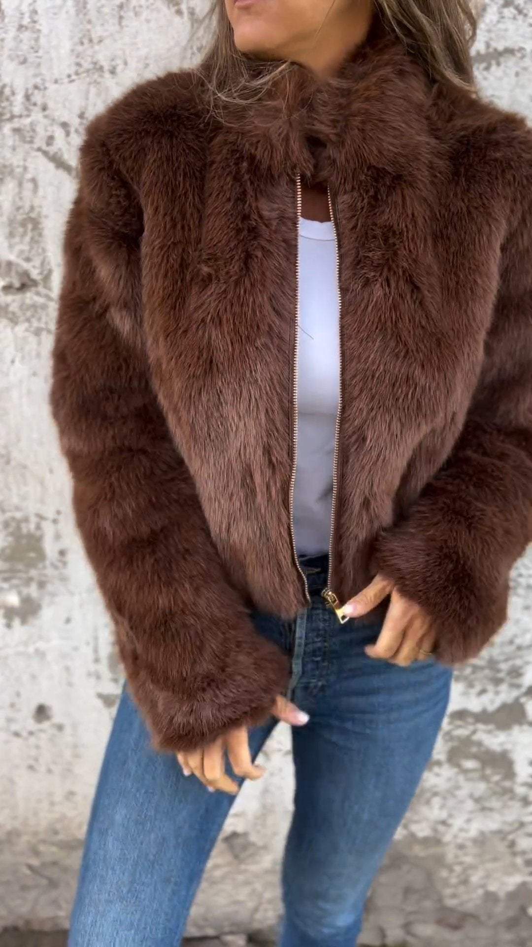 Maya | Faux Fur Zip Jacket