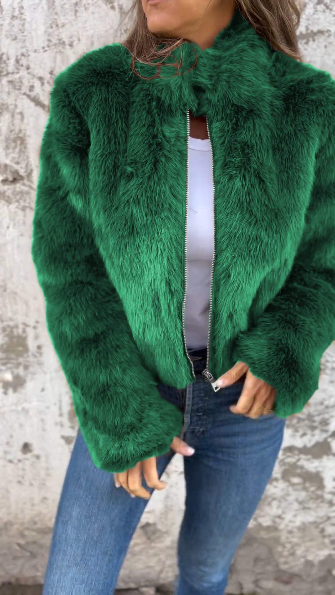 Maya | Faux Fur Zip Jacket