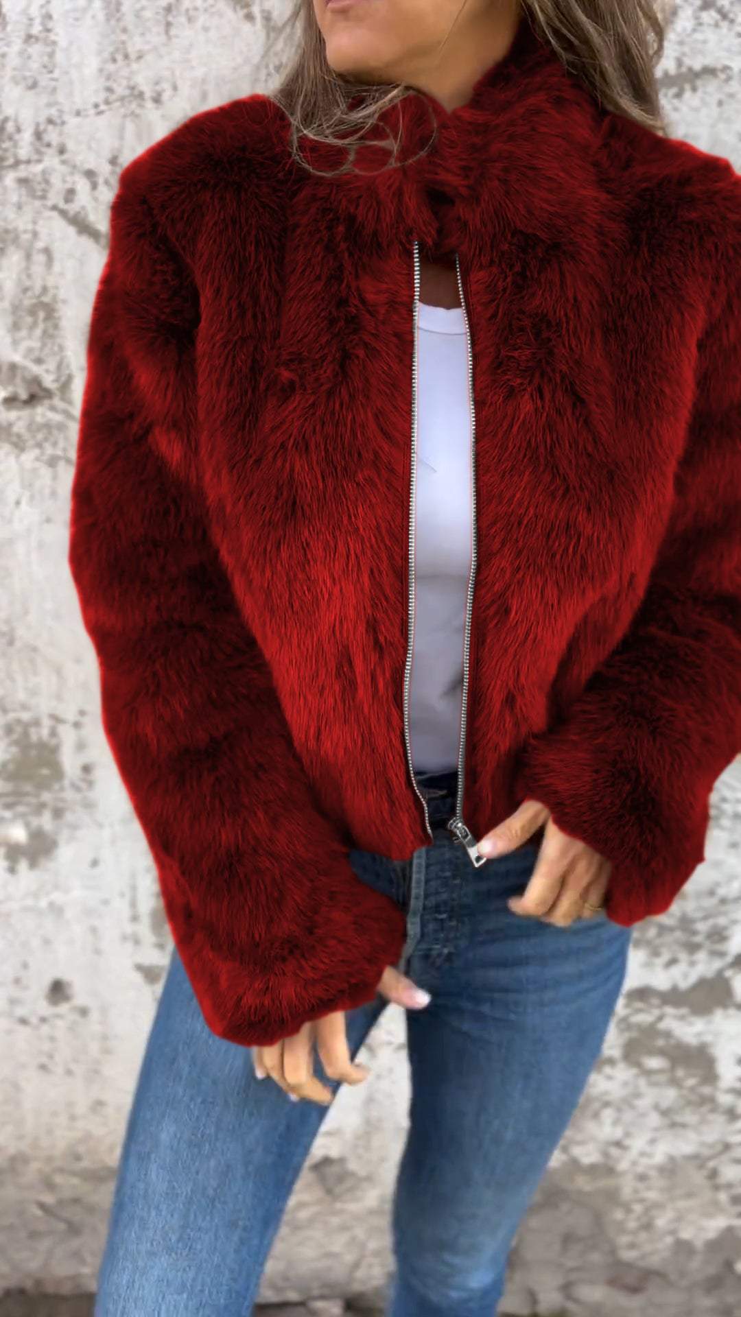 Maya | Faux Fur Zip Jacket
