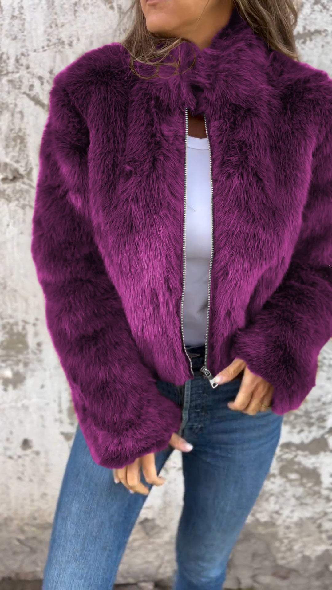 Maya | Faux Fur Zip Jacket