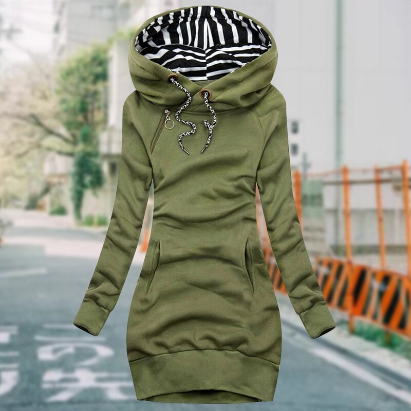 Anna | Striped Hood Casual Fleece Dress