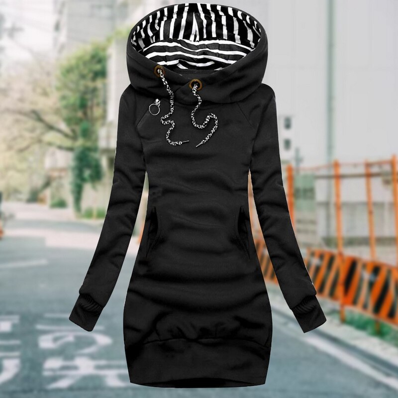 Anna | Striped Hood Casual Fleece Dress
