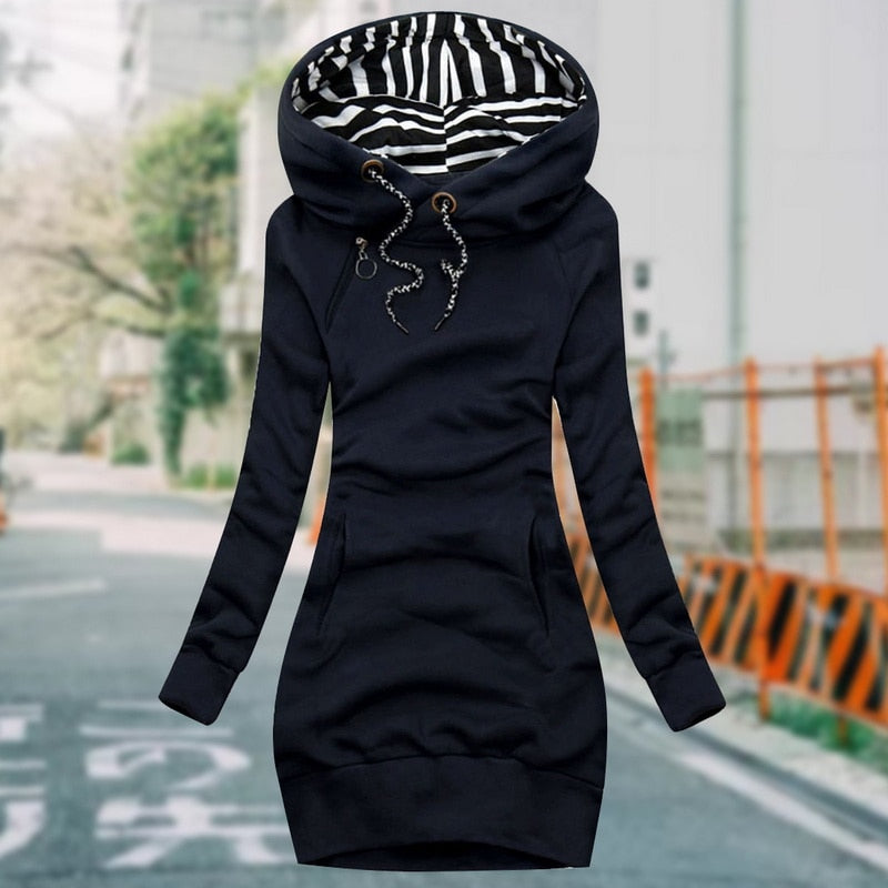 Anna | Striped Hood Casual Fleece Dress